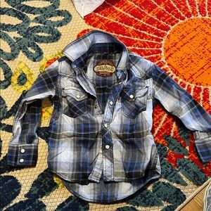 Kids Blue Plaid Button Down Shirt